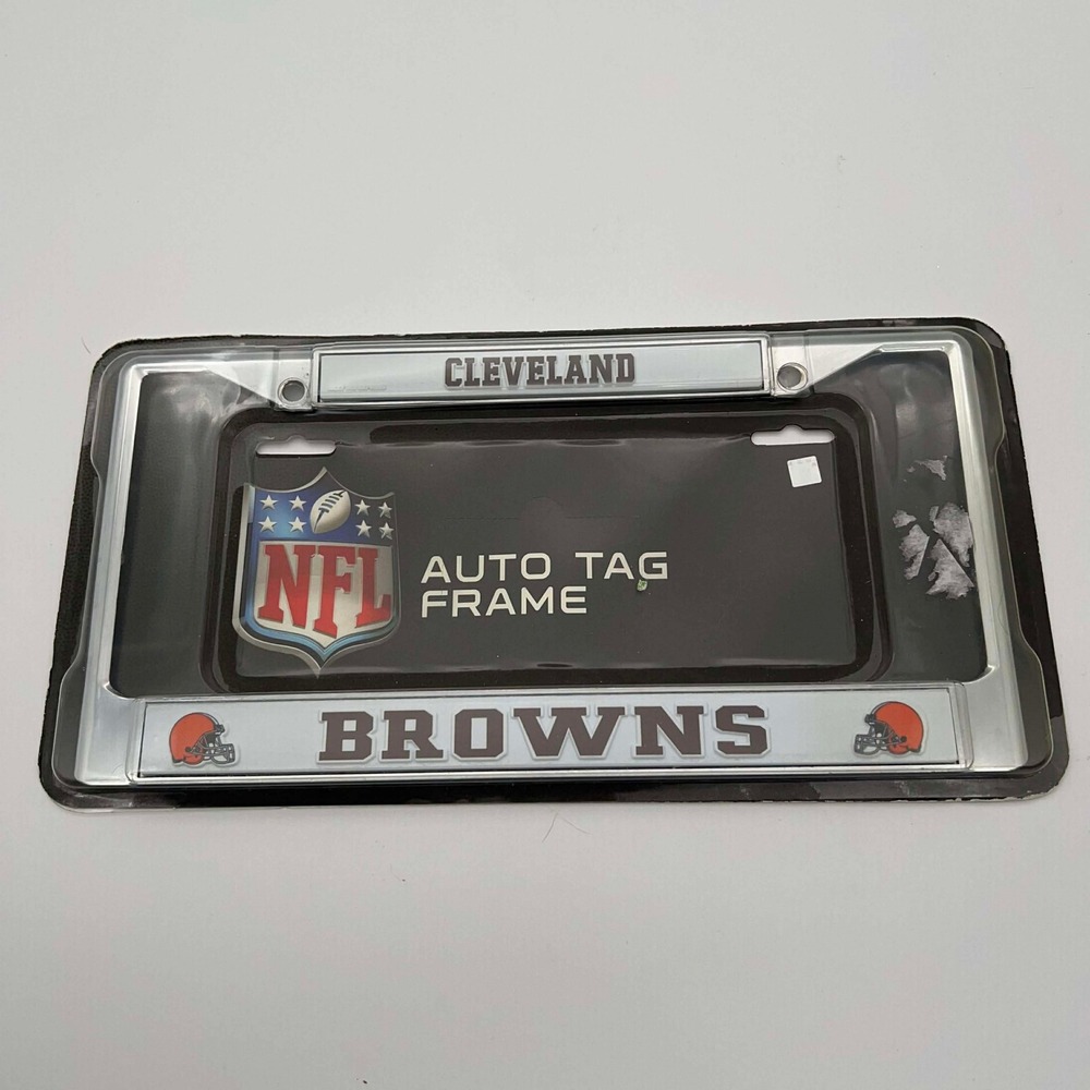 Cleveland Browns NFL Auto Tag Frame Rico Industries Chrome Metal‎ NEW
